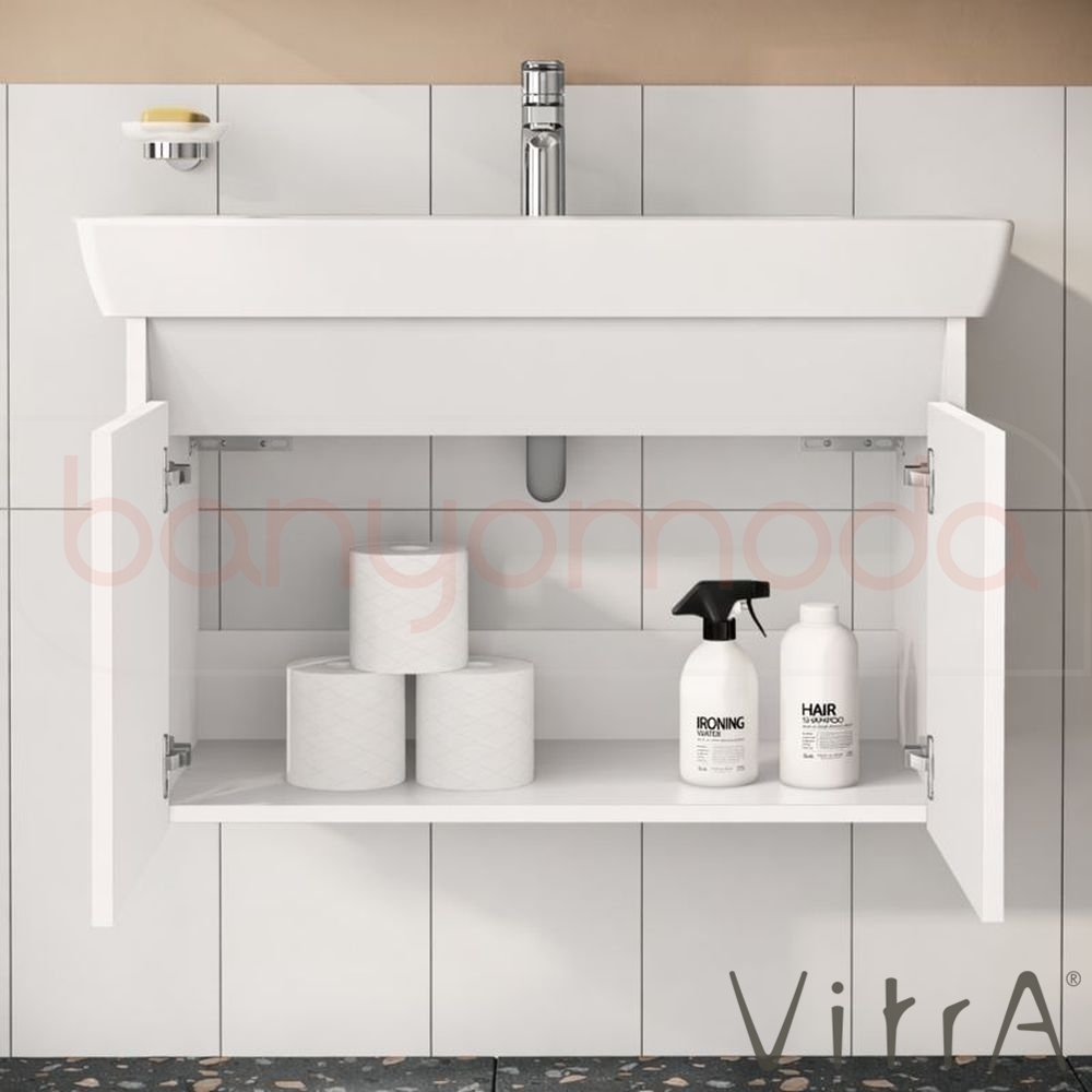 Vitra Step Lavabo Dolabı Demonte Set, 85 cm, Beyaz (Lavabo Dolabı, Dolaplı Ayna) 58901