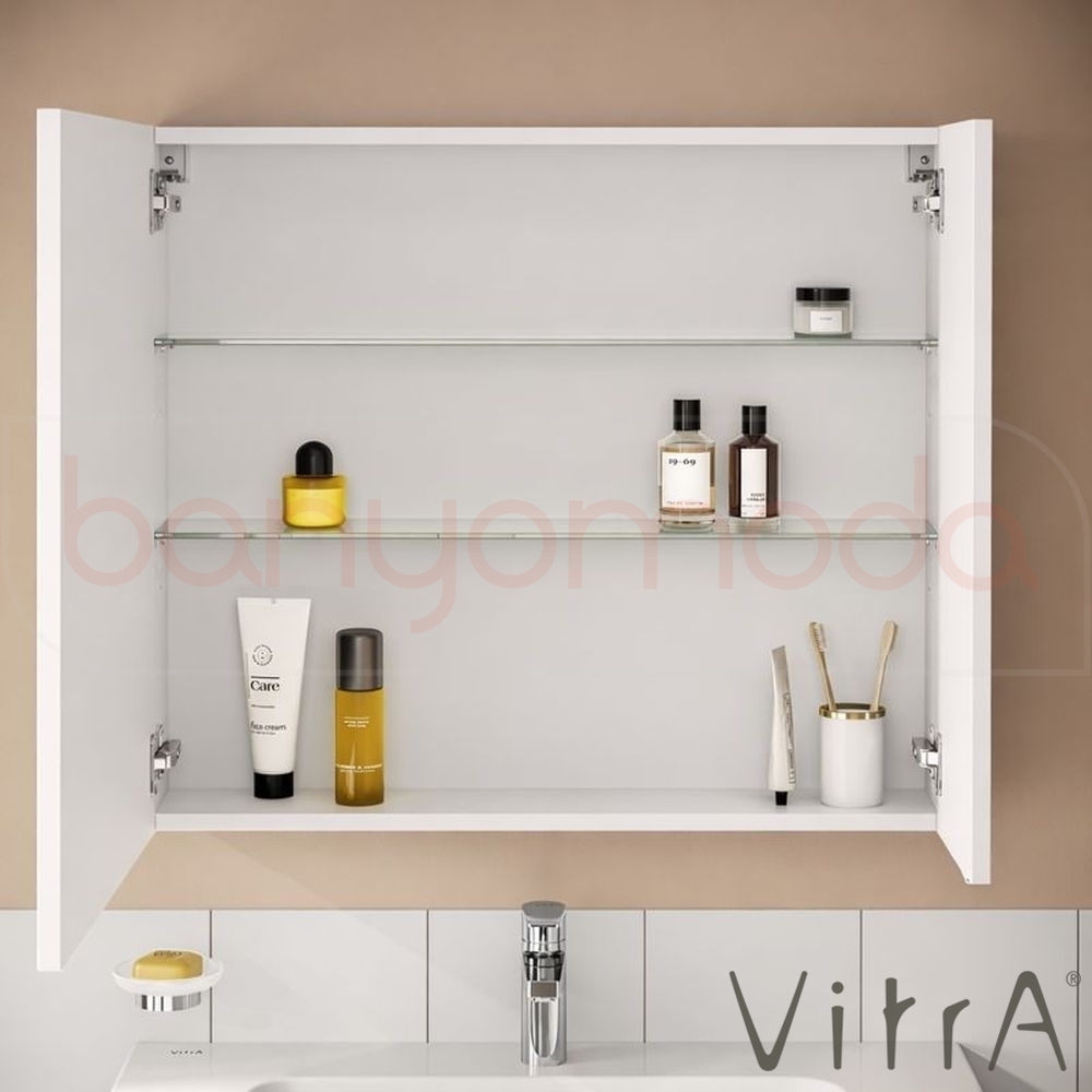 Vitra Step Lavabo Dolabı Demonte Set, 85 cm, Beyaz (Lavabo Dolabı, Dolaplı Ayna) 58901