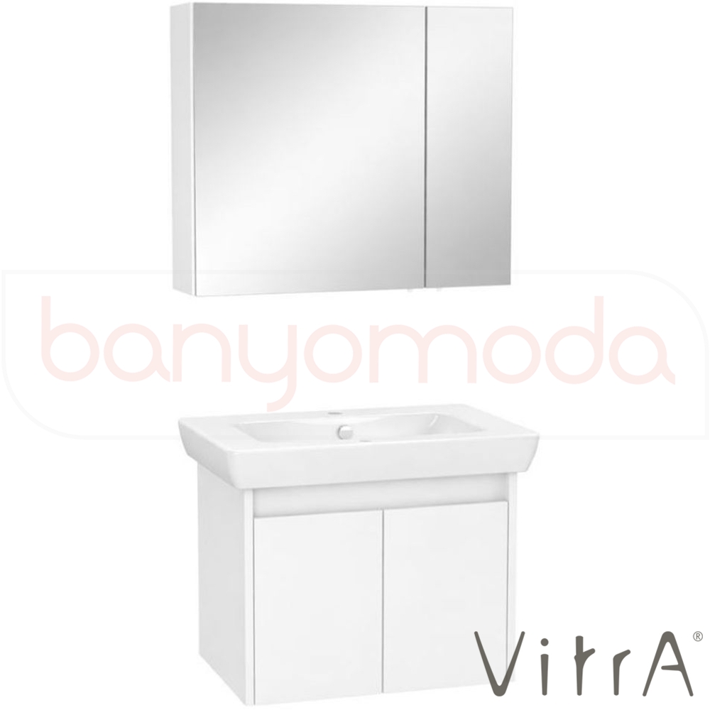 Vitra Step Lavabo Dolabı Demonte Set, 85 cm, Beyaz (Lavabo Dolabı, Dolaplı Ayna) 58901