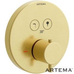Artema - Artema AquaHeat Termostatik Ankastre Banyo Bataryası (Sıva Üstü Grubu), Fırçalı Altın