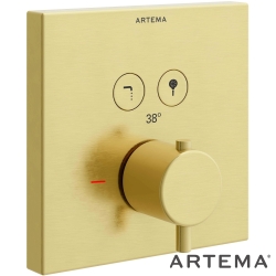 Artema - Artema AquaHeat Termostatik Ankastre Banyo Bataryası (Sıva Üstü Grubu), Fırçalı Altın