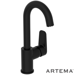 Artema - Artema Flow Soft Lavabo Bataryası, Mat Siyah (Döner Borulu) - A4316036