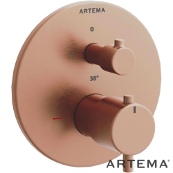 Artema - Artema Flow Soft Termostatik Ankastre Duş Bataryası, Fırçalı Bakır (V-Box Sıva Üstü Grubu)