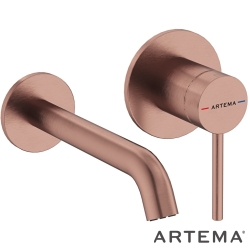 Artema - Artema Minimax Round Ankastre Lavabo Bataryası, Kısa, Fırçalı Bakır (Sıva Üstü Grubu) - A4353724