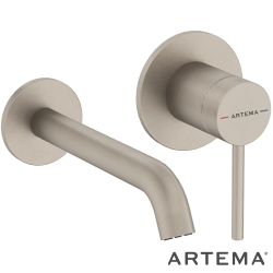 Artema - Artema Minimax Round Ankastre Lavabo Bataryası, Kısa, Fırçalı Nikel (Sıva Üstü Grubu) - A4353734