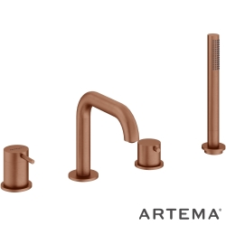 Artema - Artema Minimax Round 4 Delikli Küvet Bataryası, El Duşlu, Fırçalı Bakır