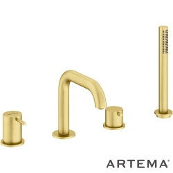 Artema - Artema Minimax Round 4 Delikli Küvet Bataryası, El Duşlu, Fırçalı Altın