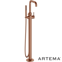 Artema - Artema Minimax Round Yerden Küvet Bataryası, El Duşlu, Fırçalı Bakır