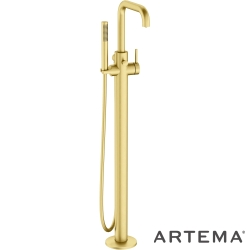 Artema - Artema Minimax Round Yerden Küvet Bataryası, El Duşlu, Fırçalı Altın