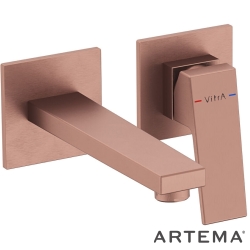 Artema - Artema Minimax Square Ankastre Lavabo Bataryası, Kısa, Fırçalı Bakır (Sıva Üstü Grubu) - A4359224