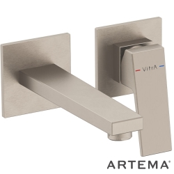 Artema - Artema Minimax Square Ankastre Lavabo Bataryası, Kısa, Fırçalı Nikel (Sıva Üstü Grubu) - A4359234