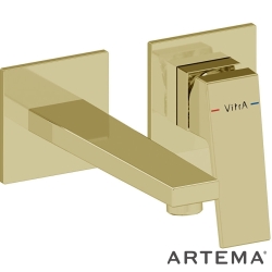Artema - Artema Minimax Square Ankastre Lavabo Bataryası, Kısa, Soft Altın (Sıva Üstü Grubu) - A4359274