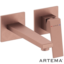 Artema - Artema Minimax Square Ankastre Lavabo Bataryası, Uzun, Fırçalı Bakır (Sıva Üstü Grubu) - A4359324