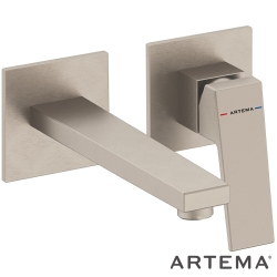 Artema - Artema Minimax Square Ankastre Lavabo Bataryası, Uzun, Fırçalı Nikel (Sıva Üstü Grubu) - A4359334