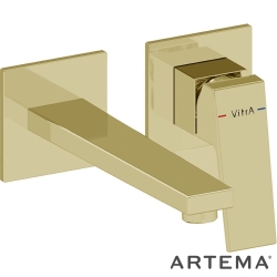 Artema - Artema Minimax Square Ankastre Lavabo Bataryası, Uzun, Soft Altın (Sıva Üstü Grubu) - A4359374