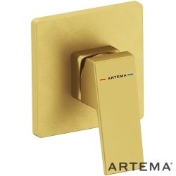 Artema - Artema Minimax Square Ankastre Duş Bataryası, Fırçalı Altın (Minibox Sıva Üstü Grubu) - A4373325