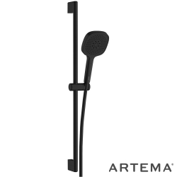 Artema - Artema Core Square 3F Sürgülü El Duşu Takımı, Mat Siyah - A4591736