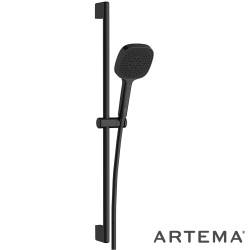 Artema - Artema Core Square 3F Sürgülü El Duşu Takımı, Parlak Siyah - A4591739