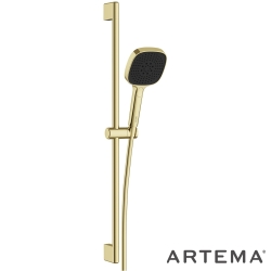 Artema - Artema Core Square 3F Sürgülü El Duşu Takımı, Soft Altın