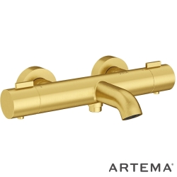 Artema - Artema Base Round Termostatik Banyo Bataryası, Fırçalı Altın - A4730025