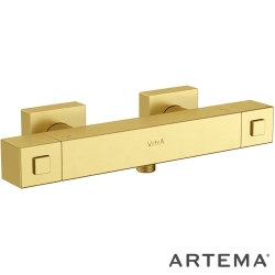 Artema - Artema Base Square Termostatik Duş Bataryası, Fırçalı Altın - A4730125
