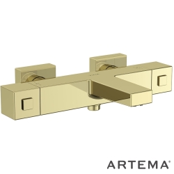 Artema - Artema Base Square Termostatik Banyo Bataryası, Soft Altın - A4730274