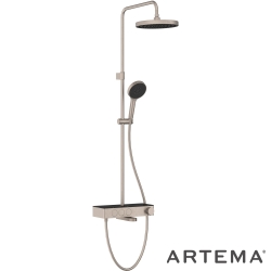 Artema - Artema Core Round 250 Duş Kolonu ve Termostatik Banyo Bataryası Sistemi, Fırçalı Nikel - A4730934