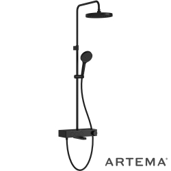 Artema - Artema Core Round 250 Duş Kolonu ve Termostatik Banyo Bataryası Sistemi, Mat Siyah - A4730936
