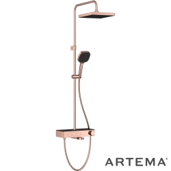 Artema - Artema Core Square 250 Duş Kolonu ve Termostatik Banyo Bataryası Sistemi, Soft Bakır - A4731029