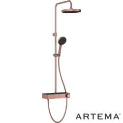 Artema - Artema Core Round 250 Duş Kolonu ve Termostatik Duş Bataryası Sistemi, Fırçalı Bakır - A4731124