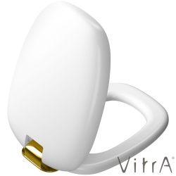 Vitra - Vitra Plural Klozet Kapağı, Altın Renk Metal Menteşeli, Yavaş Kapanır, Kolay Sökülebilir, Mat Beyaz