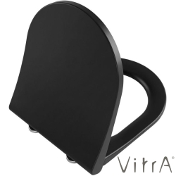 Vitra - Vitra Metropole Round Slim Yavaş Kapanır Klozet Kapağı, Kolay Sökülebilir, Tek Kat Görünümlü, Mat Siyah