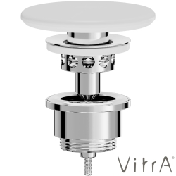 Vitra - Vitra Gala Yuvarlak Seramik Lavabo Süzgeci (Basmalı aç-kapa), Beyaz