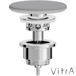 Vitra - Vitra Gala Yuvarlak Seramik Lavabo Süzgeci (Basmalı aç-kapa), Mat Taş Gri