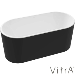 Vitra - Vitra Geo 160x75 Küvet, Gizli Taşmalı Sifon + Ayak, Mat Siyah