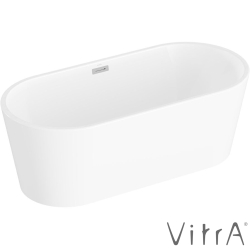 Vitra - Vitra Geo 160x75 Oval Küvet, Dikdörtgen Taşmalı Sifon + Ayak, Beyaz - 65360007000
