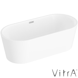 Vitra - Vitra Geo 170x80 Oval Küvet, Dikdörtgen Taşmalı Sifon + Ayak, Beyaz - 65370007000