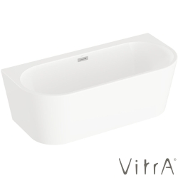 Vitra - Vitra Geo 165x75 Ön Duvar Oval Küvet (Ayak ve Dikdörtgen Taşmalı Sifon Dahil), Beyaz - 65410007000