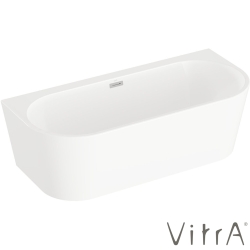 Vitra - Vitra Geo 180x80 Ön Duvar Oval Küvet (Ayak ve Dikdörtgen Taşmalı Sifon Dahil), Beyaz - 65420007000