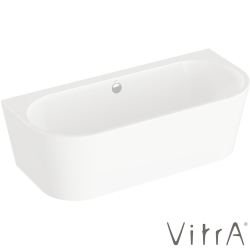 Vitra - Vitra Geo 180x80 Ön Duvar Oval Küvet (Ayak ve Standart Krom Sifon Dahil), Beyaz - 65420008000