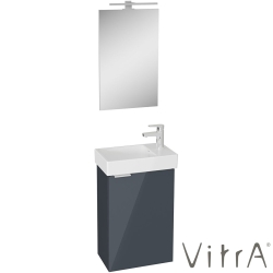 Vitra - Vitra Mia Plus Square Demonte Set, 45 cm, Kapaklı, (Lavabo Dolabı, Aydınlatmalı Ayna), Parlak Antrasit - 69702