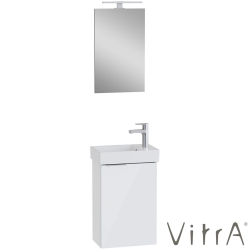 Vitra - Vitra Mia Plus Square Demonte Set, 45 cm, Kapaklı, (Lavabo Dolabı, Aydınlatmalı Ayna), Parlak Beyaz - 69703