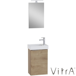 Vitra - Vitra Mia Plus Square Demonte Set, 45 cm, Kapaklı, (Lavabo Dolabı, Aydınlatmalı Ayna), Altın Meşe - 69704
