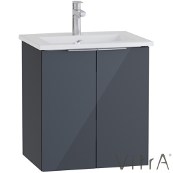 Vitra - Vitra Mia Plus Square Kapaklı Lavabo Dolabı, 60 cm, Parlak Antrasit