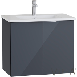 Vitra - Vitra Mia Plus Square Kapaklı Lavabo Dolabı, 80 cm, Parlak Antrasit