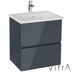 Vitra - Vitra Mia Plus Square Çift Çekmeceli Lavabo Dolabı, 60 cm, Parlak Antrasit - 69729