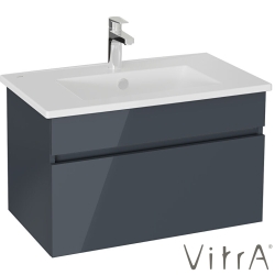 Vitra - Vitra Mia Plus Square Tek Çekmeceli Lavabo Dolabı, 80 cm, Parlak Antrasit - 69774
