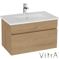 Vitra - Vitra Mia Plus Square Tek Çekmeceli Lavabo Dolabı, 80 cm, Altın Meşe - 69776