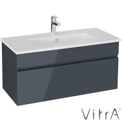 Vitra - Vitra Mia Plus Square Tek Çekmeceli Lavabo Dolabı, 100 cm, Parlak Antrasit - 69777