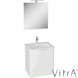 Vitra - Vitra Mia Plus Round Demonte Set, 60 cm, Kapaklı, (Lavabo Dolabı, Aydınlatmalı Ayna), Parlak Beyaz - 69814